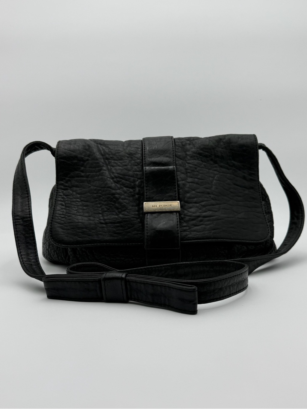 See By Chloe Black Leather Fold-Over Clutch